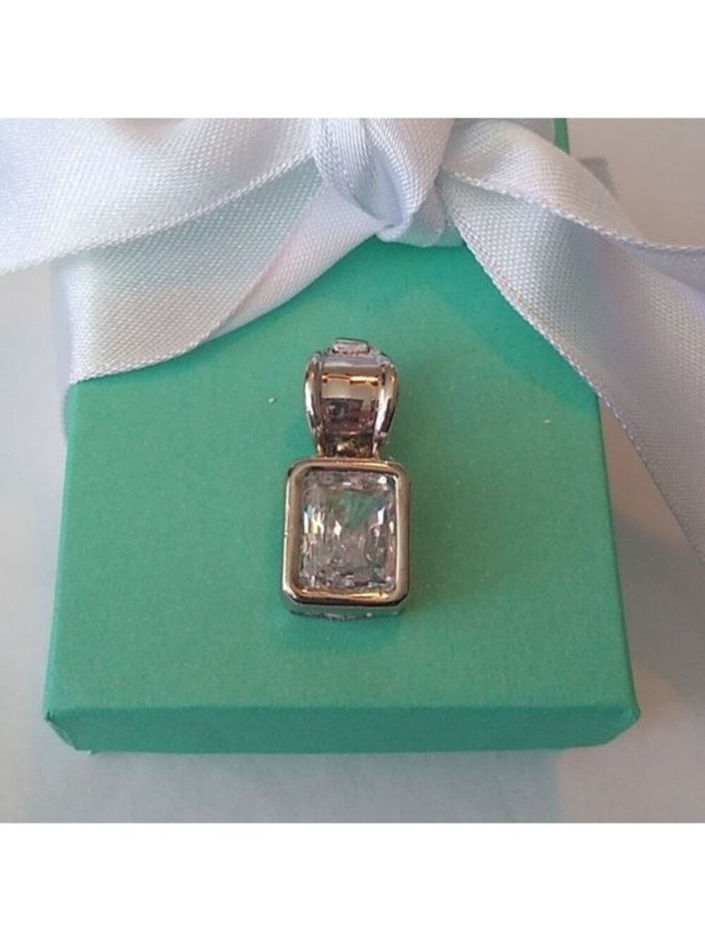 Sterling Silver Cubic Zirconia Slide Enhancer Pendant 925